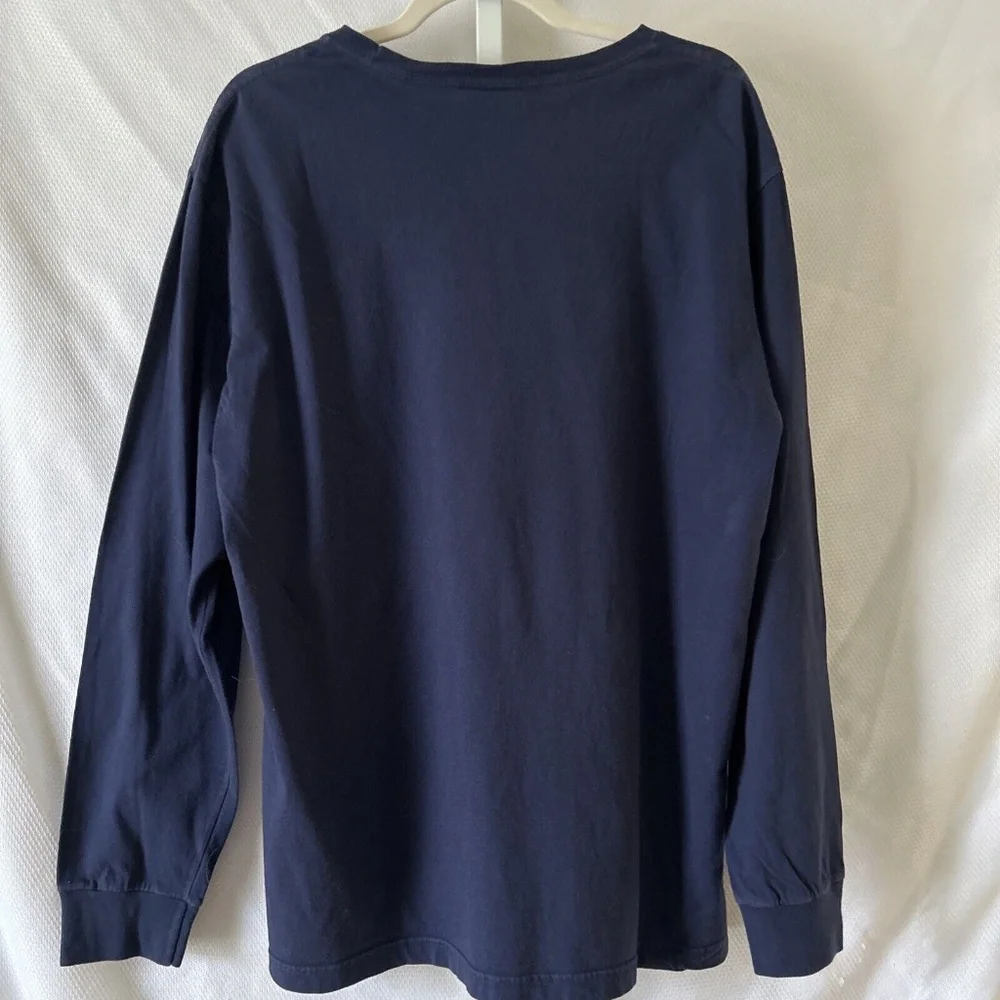 Polo Ralph Lauren Men’s Large Navy Blue Long Sleeve Red Logo Front Graphic T